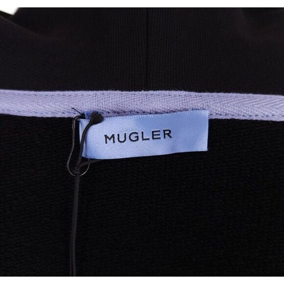 Mugler Logo Print Cropped Hoodie Size L Unisex Black - Picture 12 of 16